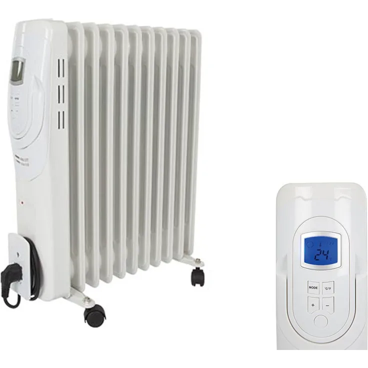 Perel Öladiator Heizkörper mit Thermostat & Zeitschaltuhr, mobile Elektrozusatzheizung, Radiator