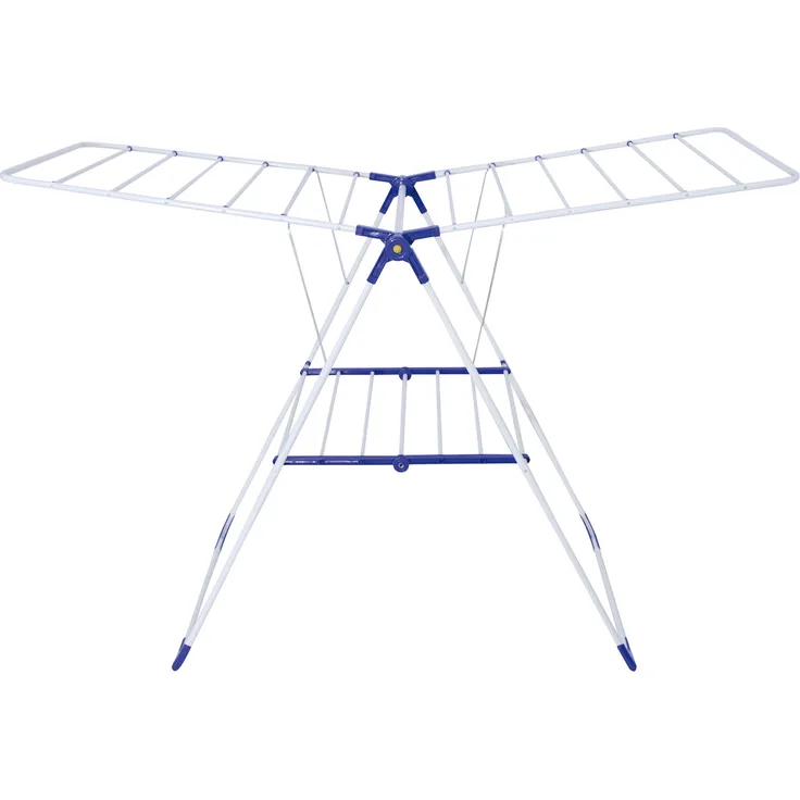 MSV France Flügelwäscheständer 61x96x144cm 18m aus Edelstahl-PP in weiß-blau, 144x96x61 cm