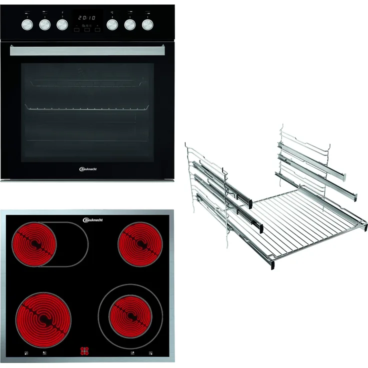 Bauknecht HEKO H500 Herd-Kochfeld KombinationGlaskeramik-Kochfeld (60 cm) Hydrolyse-SelbstreinigungssystemPowerHeißluftBackauszug mit 3 Ebenen