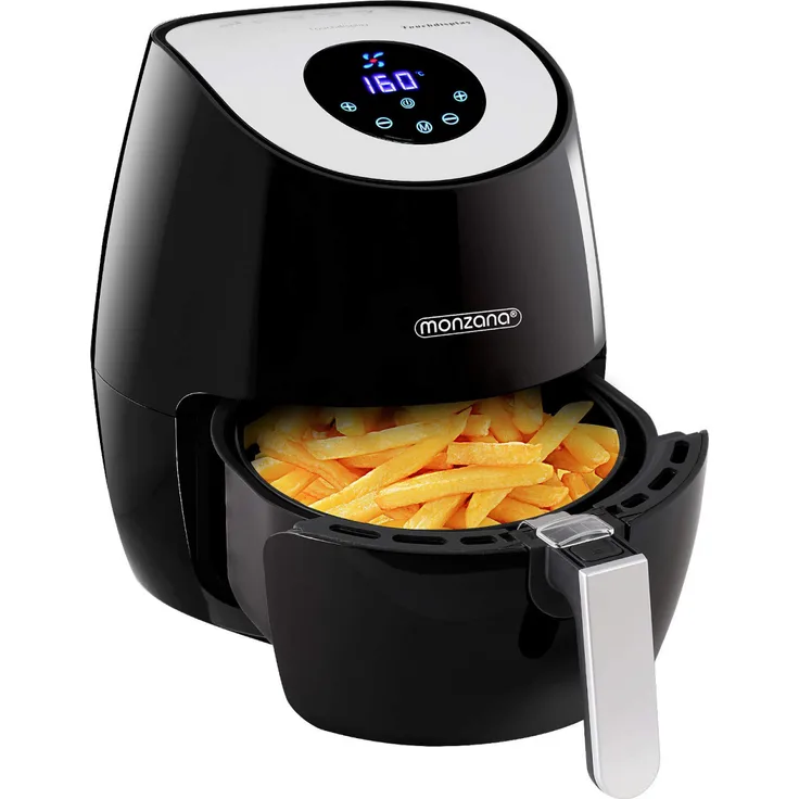 monzana Heißluftfritteuse inkl Rezeptheft, ohne Öl, 1500 Watt, 3,6 Liter Fassungsvermögen, schwarz, Kunststoff Edelstahl