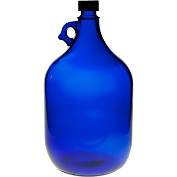 mikken - blaue XXL Glasflasche mit schwarzem Schraubverschluss für 5 Liter zum Selbstbefüllen