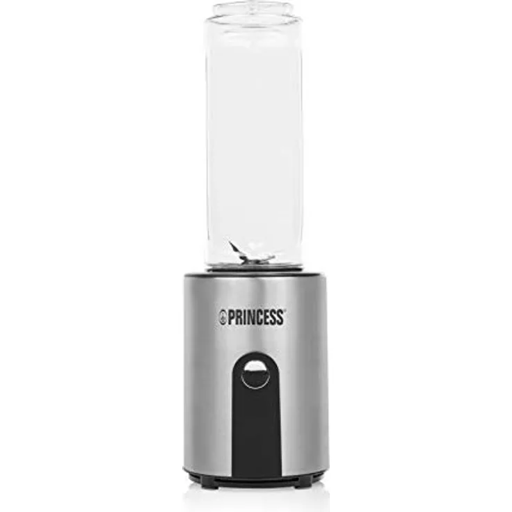 Princess 01.217401.01.001 Smoothie Maker to go-Standmixer mit Trinkflasche, 600ml Tritan Behälter, 217401, Silber, Glas