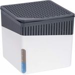 WENKO Raumentfeuchter Cube, Luftentfeuchter reduziert Schimmel und Gerüche, Auffangschale mit 1 kg Granulatblock nachfüllbar, fasst bis zu 1,6 l Feuchtigkeit, Maße (BHT): 16,5x15,7x16,5 cm, weiß