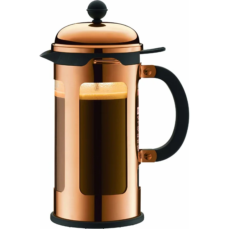 Bodum CHAMBORD Kaffeebereiter (French Press System, Auslaufschutz, Edelstahlrahmen, 1,0 liters) kupfer – Bild 1
