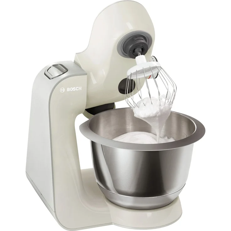 Bosch MUM58L20 CreationLine Küchenmaschine mit Planetenrührwerk 1000W, 3,9 L Schüssel, 7 Geschwindigkeiten, inkl. Patisserie-Set, Durchlaufschnitzler und Standmixeraufsatz, mineralgrau-silber, Serie: MUM5 – Bild 3