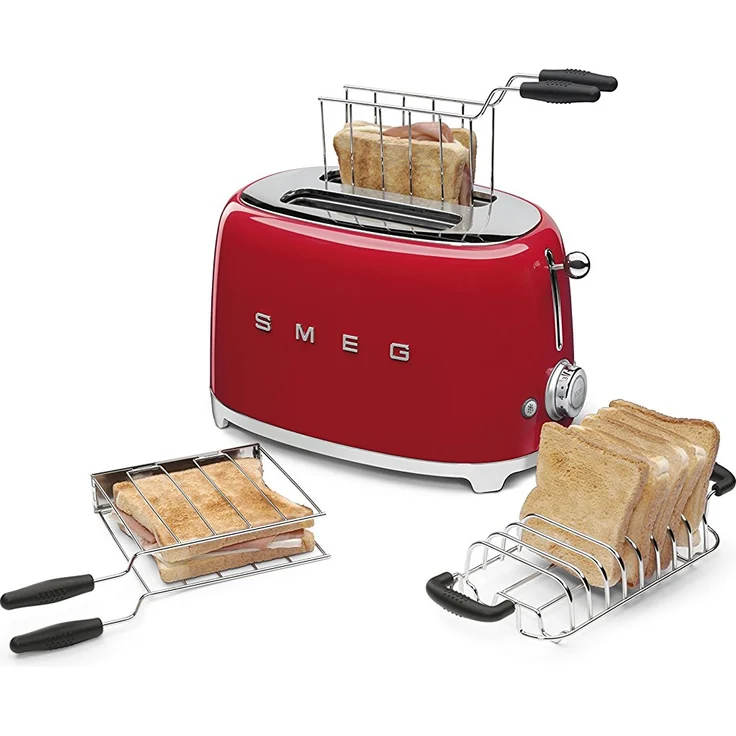 Smeg TSF01 RDEU Doppelschlitztoaster, 950W, 6 Bräunungsstufen, rot – Bild 3