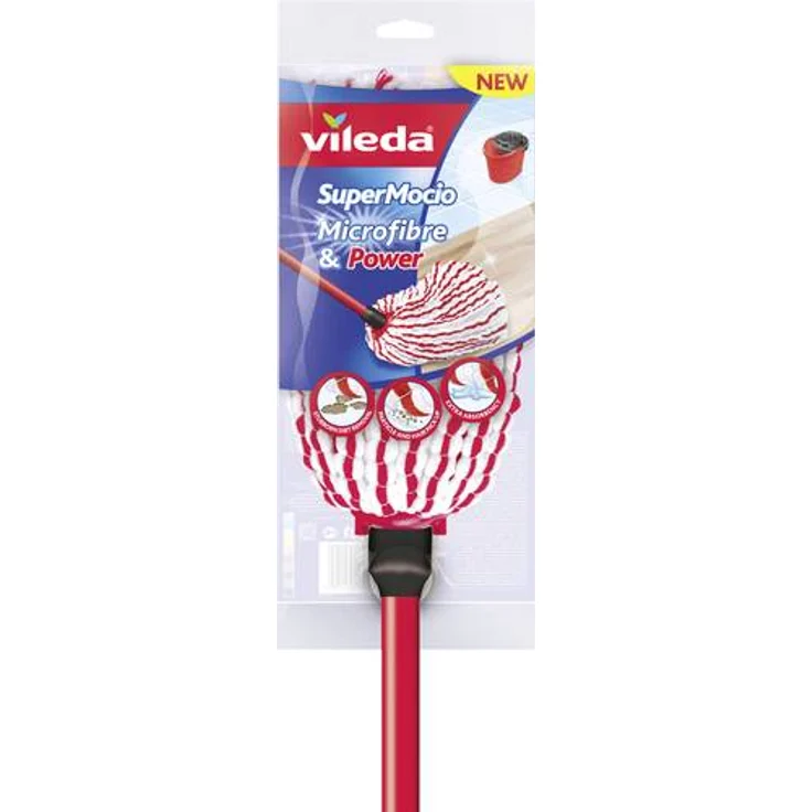 Vileda SuperMocio Microfibre und Power Wischmop System, rot-weiß – Bild 1