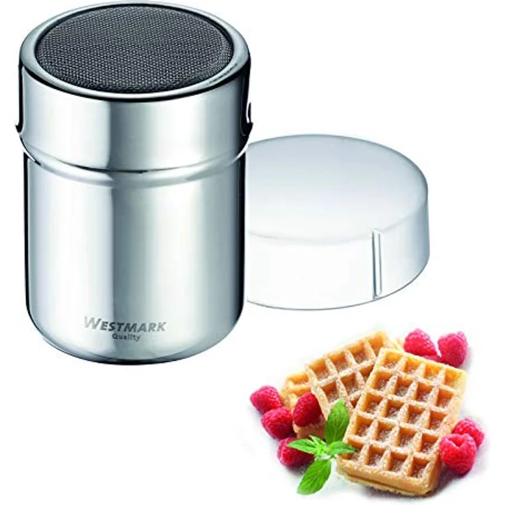 Westmark Puderzuckerstreuer mit Frischhaltedeckel, Fein, Füllmenge: ca. 80-100 Gramm, Rostfreier Edelstahl, Silber-Transparent, 69502260