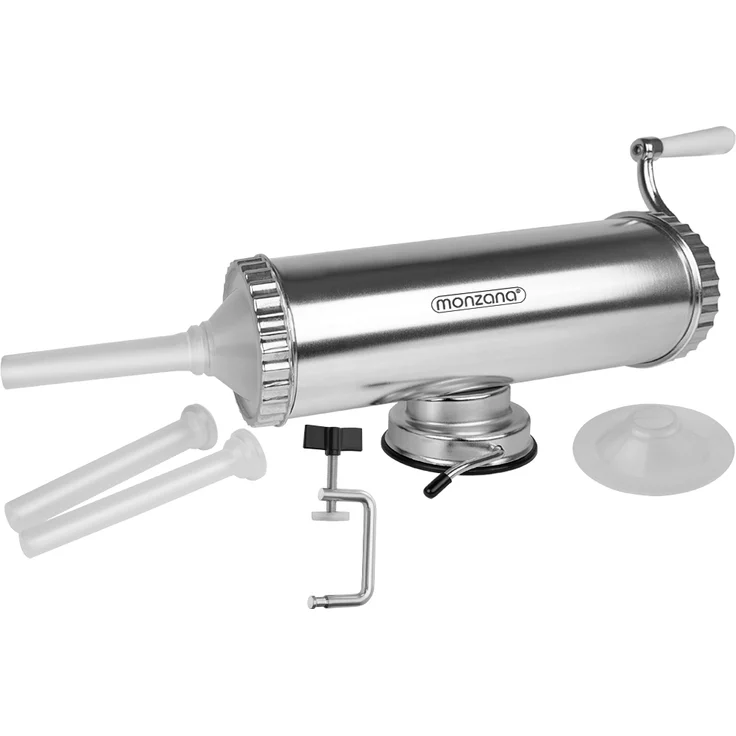 Manueller Wurstfüller 2,5kg Füllmenge I Aluminium I 3 Tubengrößen I inkl. Klemmhalterung & Handkurbel