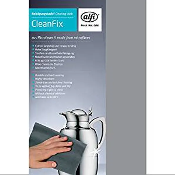 alfi 2900.100.000 Reinigungstuch cleanfix, Mikrofaser Grau 20 x 12 x 1 cm