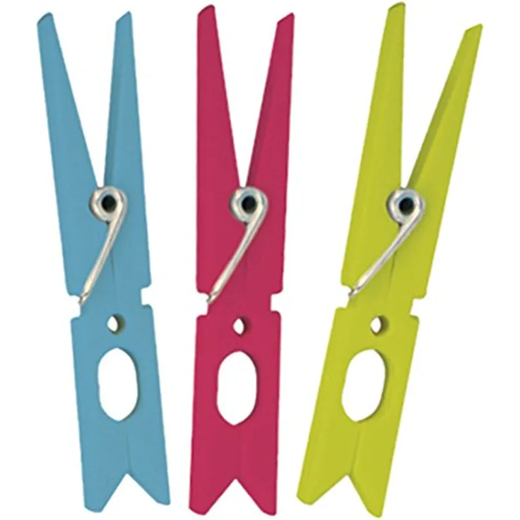 MSV 100508 10 Stück Wäscheklammern Polypropylen Blau 638 C-Fuchsia 213 C-grün 382 C 9,5 x 1,8 x 1,5 cm