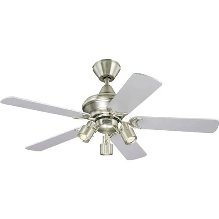 Westinghouse Kingston 7211440 Deckenventilator, A++ to E, Metall, GU10, gebürstetes aluminium, 105 x 105 x 47 cm