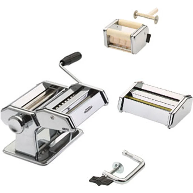Gefu Pasta Perfetta Deluxe Pastamaschine mit 3 Aufsätzen, Edelstahl, mechanisch – Bild 2