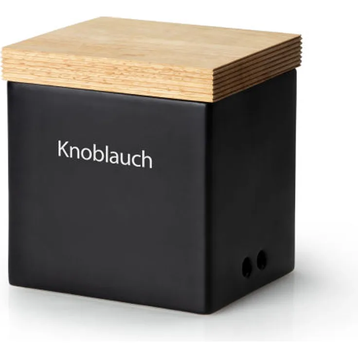 Continenta Vorratsdose Keramik, mit Aufschrift Knoblauch schwarz
