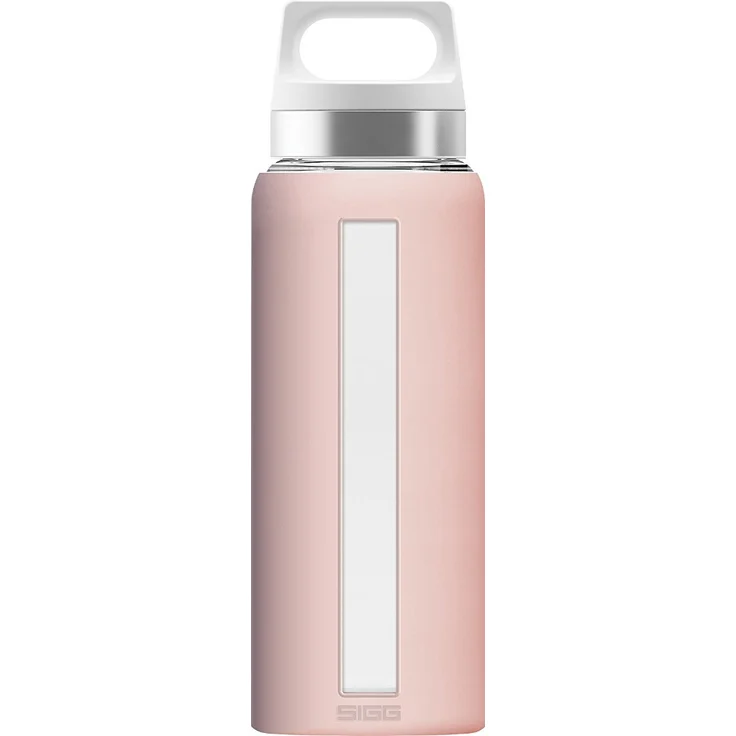 Sigg Trinkflasche Dream Glas Wasser Flasche Mit Silikon, hitzebeständig Griff. 0,65 l, BPA-frei, Blush