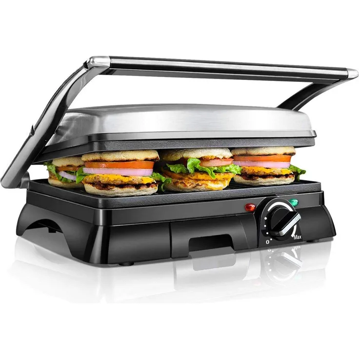 Aigostar 30KLU Panini Grill glatt geriffelt Elektrogriller