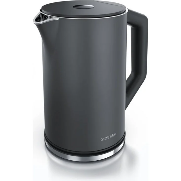 Arendo Edelstahl Wasserkocher ELEGANT, 2200W, 1,5 L, mit Temperatureinstellung, grau