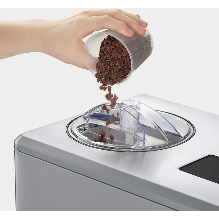 Severin EZ 7406 2-in-1 Eismaschine mit Joghurtfunktion, Eismaschine mit Joghurtfunktion, 180W, inkl. 2 Eisbehälter je 2-Liter,Rezeptbuch, Digitaler Timer, Deckelöffnung, silber – Bild 5