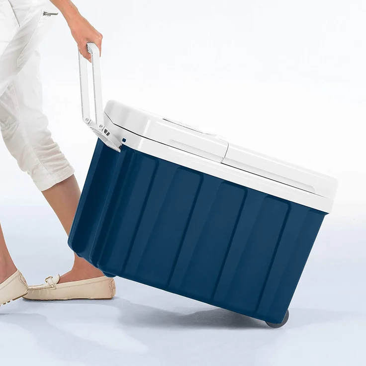 Mobicool MQ40W AC-DC Kühlbox thermoelektrisich, mit Rollen, Energieeffizienzklasse F, 39 Liter, 12 V und 230 V für Auto, Lkw und Steckdose, blau, weiß – Bild 4