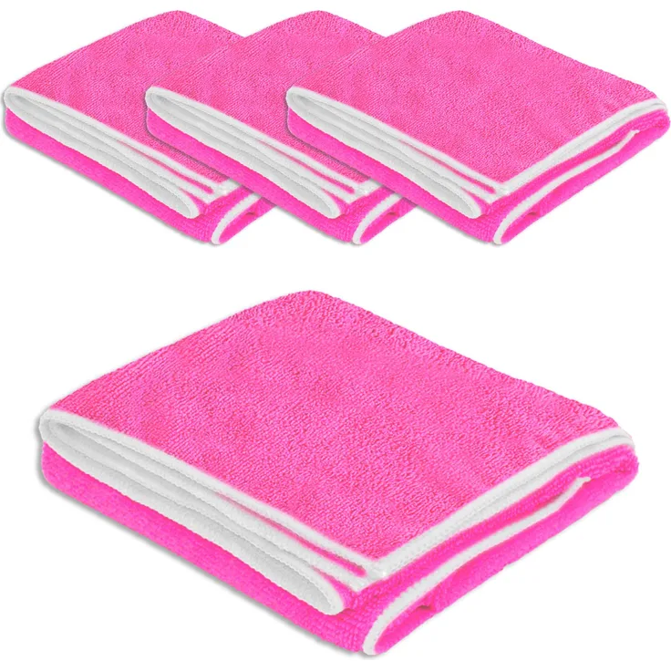 MFT HIGH PERFORMANCE 4er Set pink (7015) - Mikrofaser Reinigungstücher 40 x 40 cm Microfaser Tücher Universaltuch fusselfrei Tuch Staubtuch 300 g_m² - ABACUS