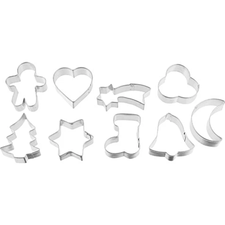 Zenker Weihnachtsausstecher PATISSERIE, Ausstechformen auf einem Drahtbügel, Ausstecher für Plätzchen, Kekse und Fondant (Farbe: Silber) Menge: 1 x 9 Stück