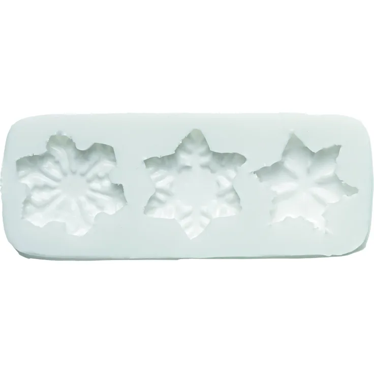 Silikomart 71.231.00.0096 Form für Zuckerpaste, SLK131, Schneeflocken, Silikon, Weiß