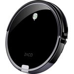 Zaco A6 Saugroboter, Lamellen-Bürste für Tierhaare, automatischer Staubsauger Roboter, Fallschutz, Raumtrennungs-Sensor, 72mm flach, bis zu 160min beutellos staubsaugen, mit Ladestation - Schwarz