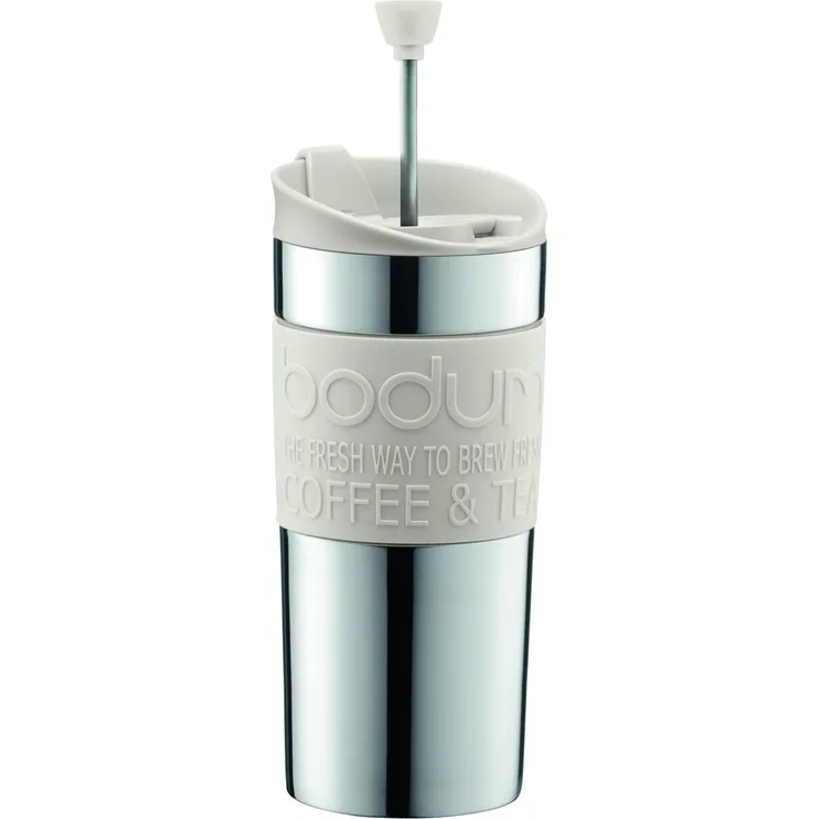 Bodum TRAVEL PRESS Kaffeebereiter (French Press System, Doppelwandig, 0,35 liters) cremefarben