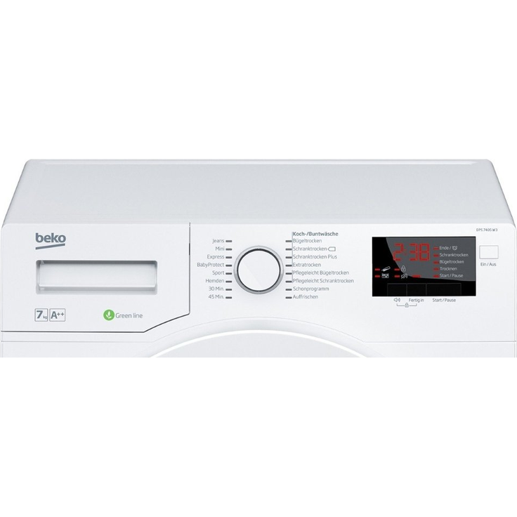 Beko DPS 7405 W3, Wärmepumpentrockner, A++, Fassungsvermögen 7 kg, Standgerät, Breite 59,5 cm, Kindersicherung, Startzeitvorwahl – Bild 2
