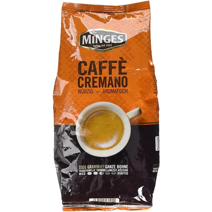 Minges Caffè Crema Caffe Cremano, ganze Bohne, Aroma-Softpack, 1.000 g, 1er Pack (1 x 1kg)