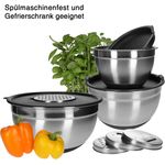 Edelstahl Rührschüssel 18-10 inkl. Deckel und 4 Gemüsereiben ohne Griff 11-teilig