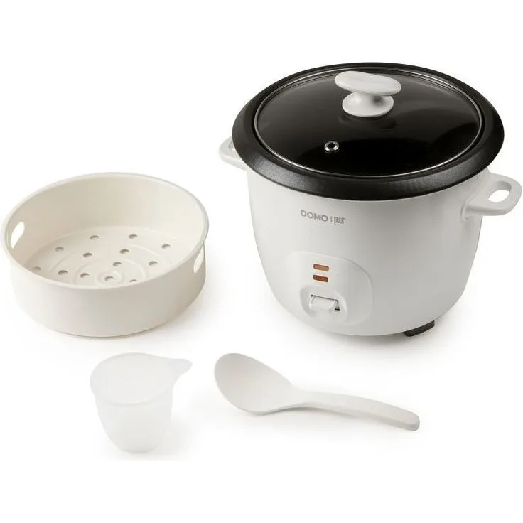 Domo DO9176RK Reiskocher, 1,3L Fassungsvermögen, 536W, Warmhaltefunktion, weiß
