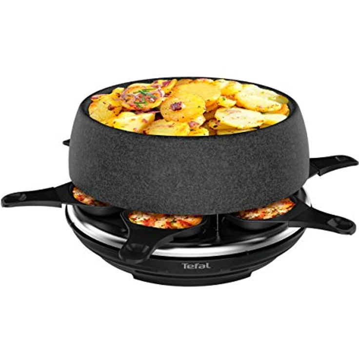 Tefal RE12C8 Cheese ?n Co Raclette-Fondue 850 Watt, ideal für Käse-Rezepte - inkl. 6 Raclettepfännchen, 6 Fonduegabeln, 1 Glasdeckel und Rezeptbuch schwarz – Bild 1
