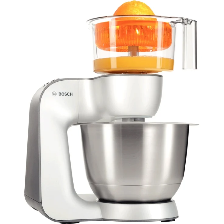 Bosch MUM54251 Styline Küchenmaschine 900W, 3,9 L, EasyArmLift, inkl. Patisserie-Set, Fleischwolfaufsatz, Standmixeraufsatz, Zitruspressenaufsatz, weiß, silber, Serie: MUM5 – Bild 4