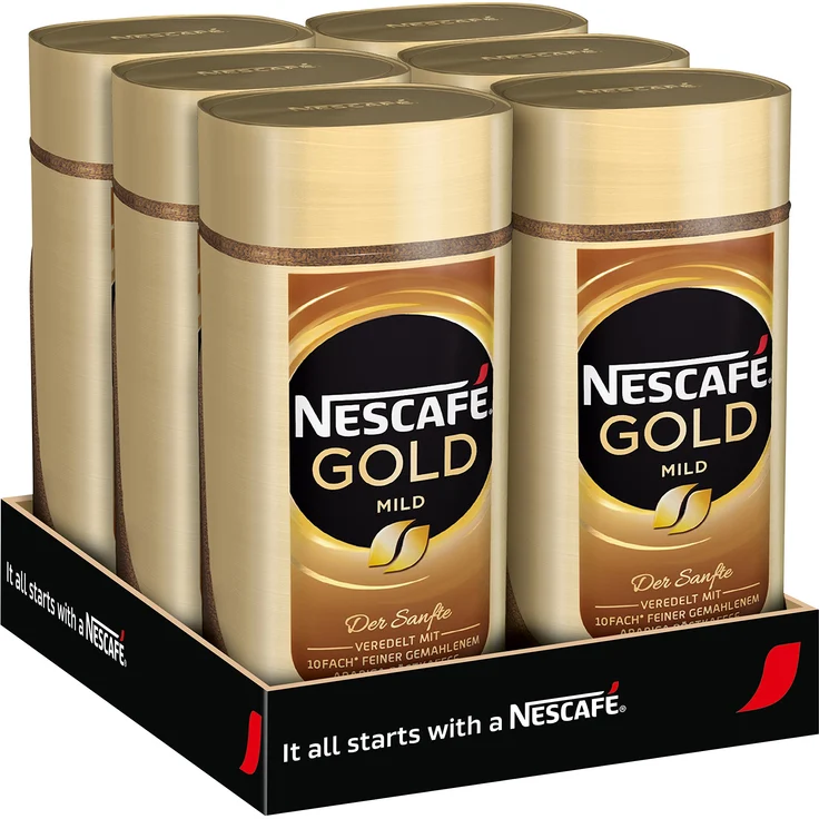Nescafé Gold Mild, löslicher Bohnenkaffee aus erlesenen Arabica-Kaffeebohnen, Instant-Pulver, koffeinhaltig & aromatisch, 6er Pack (6 x 200 g) – Bild 1