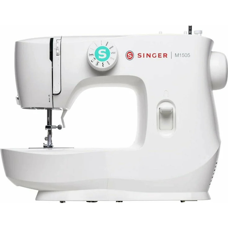 Singer M1505 Freiarm-Nähmaschine 6 Nähprogramme Vier-Stufen-Knopflochautomatik Wahlrad Freiarm-Nähmaschine, weiß – Bild 1