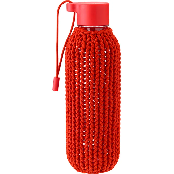 Rig-Tig Trinkflasche Catch-It, Wasserflasche mit Strickhülle, Flasche, Tritan, Warm Red, 600 ml, Z00270-2