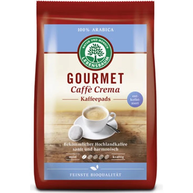 Lebensbaum Caffè Crema entkoffeiniert, 18 Pads