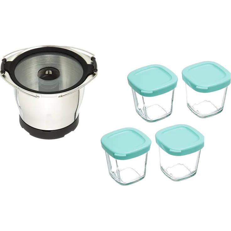 Moulinex xf387e10 Mini Schüssel Baby 1,4 l für Küchenmaschine, Companion + 4 Sturzgläser