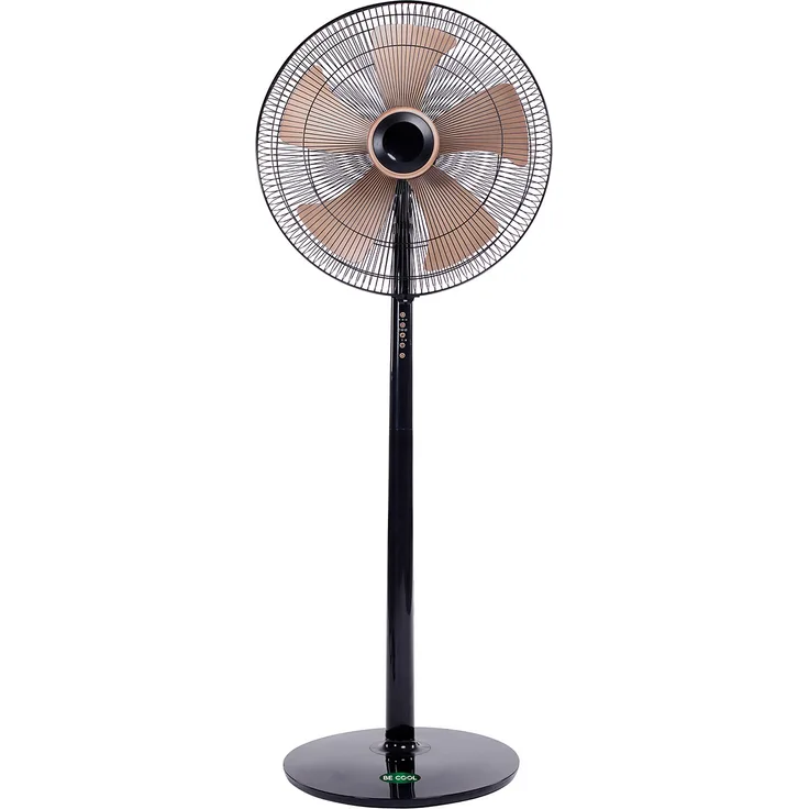BECOOL BC45ST2002F Standventilator, 82 Watt, 45 cm Durchmesser, oszillierend, Klavierlack-Optik, schwarz-gold