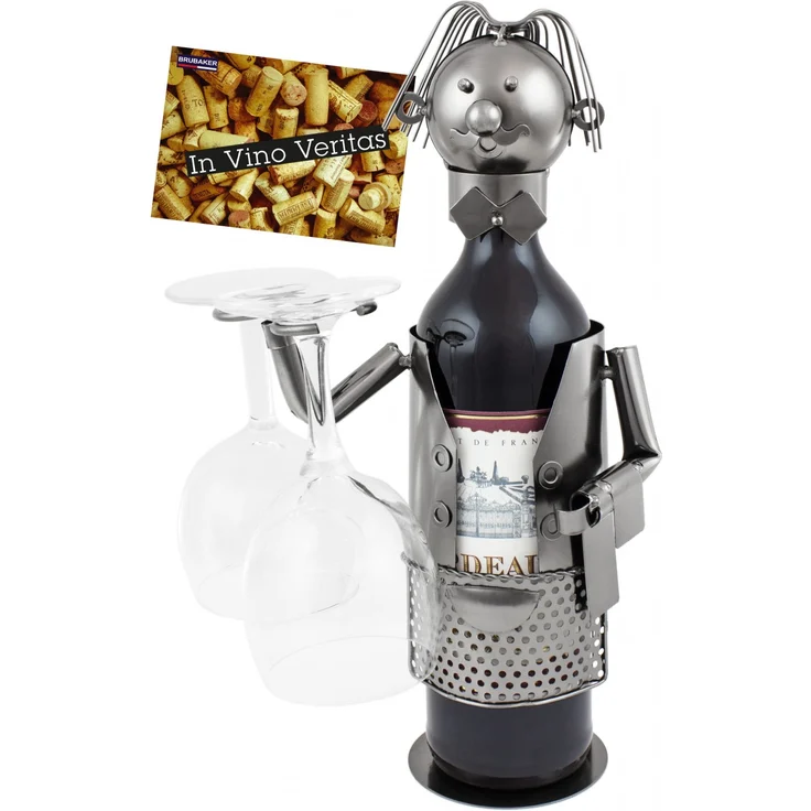 BRUBAKER Flaschenhalter Flaschenständer Kellner Deko-Objekt Metall mit Grußkarte