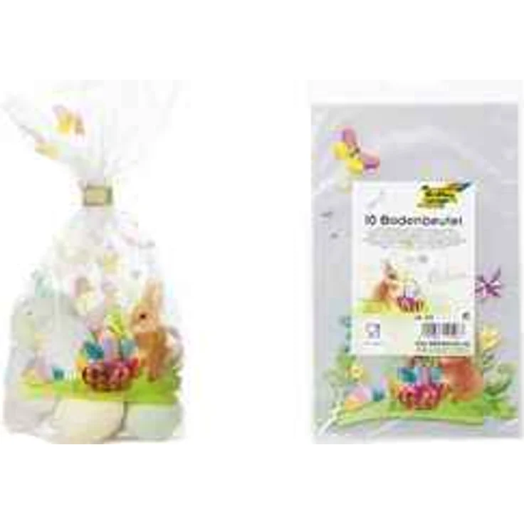 folia 476 Bodenbeutel mit Oster-Aufdruck, 10 Stück, Größe L, ca. 14,5 x 23,5 cm, zum individuellen Verpacken von Keksen, Süßigkeiten und vielem mehr