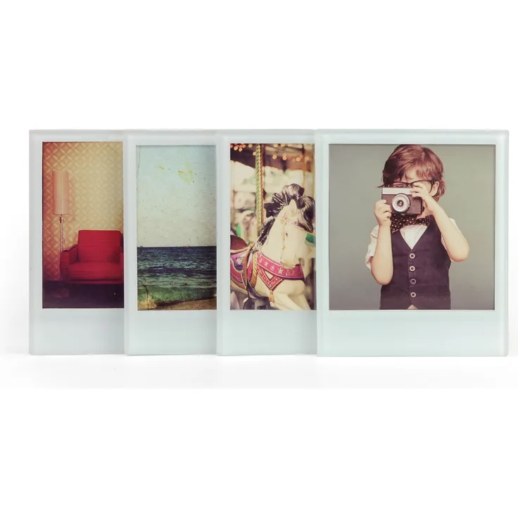 MUSTARD Instant Coasters For Your Photos I Foto Untersetzer aus Glas I Dekoration I Foto Untersetzer für Gläser I besondere Geschenkidee I lustige Tischuntersetzer I Glas-Transparent - 4er-Set