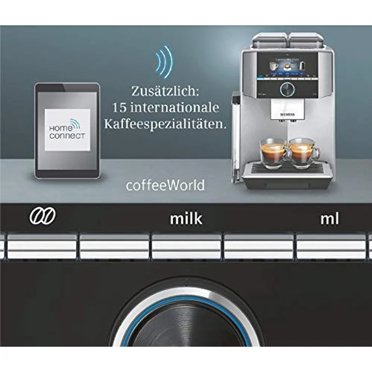 Siemens EQ.9 plus connect s700 Kaffeevollautomat TI957FX1DE, Personalisierung, 2 Bohnenbehälter, integriertes Mahlwerk, extra leise, 1500 Watt, Edelstahl, mit Milchsystem – Bild 6