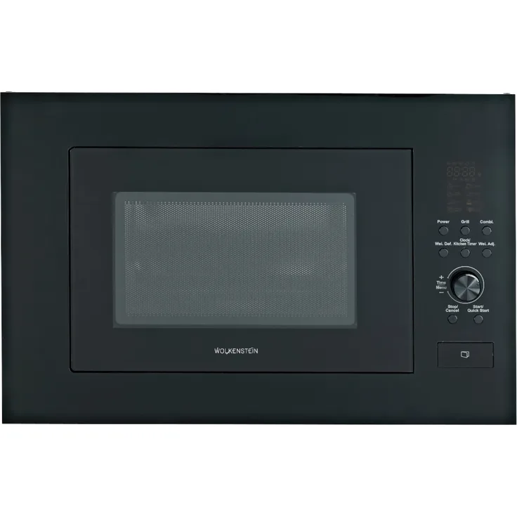 Wolkenstein WMW900-25GB EB Mikrowelle mit Grill, Einbaugerät, 900 Watt, 25 Liter Garraum, schwarz, Edelstahl, 13080