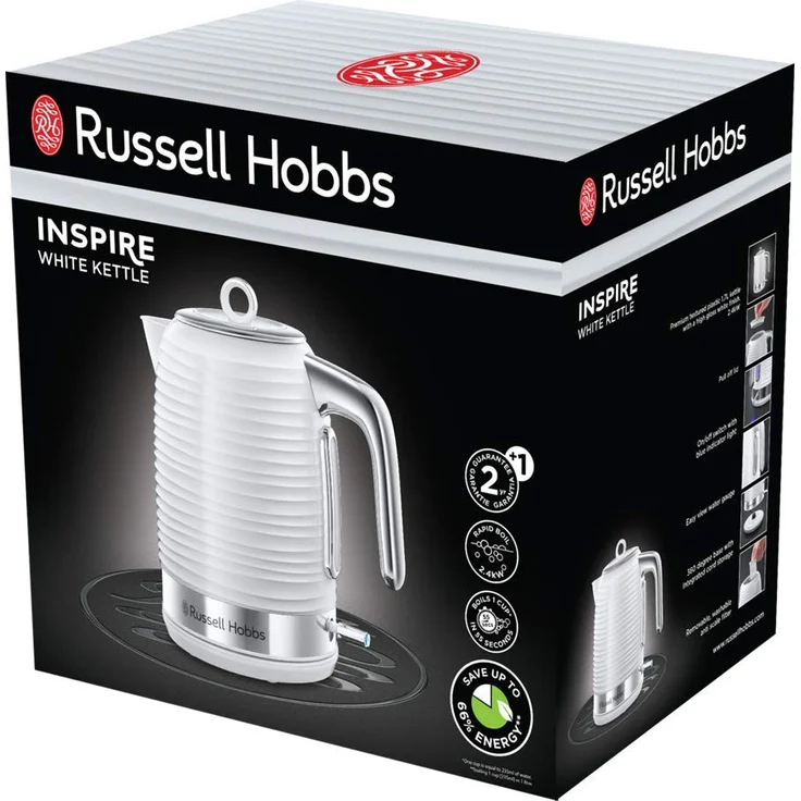 Russell Hobbs Wasserkocher Inspire weiss, 1,7l, 2400W, Schnellkochfunktion, optimierte Ausgusstülle, herausnehmbarer Kalkfilter, abnehmbarer Deckel, Wasserstandsanzeige, Teekocher 24360-70 – Bild 10