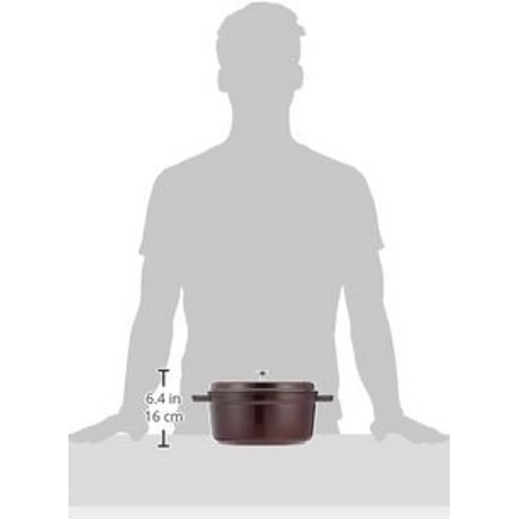 Staub 1102487 Cocotte-Bräter, rund mit Deckel 24 cm, 3,8 L, mit mattschwarzer lierung im Inneren des Topfes, grenadine – Bild 4