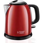 Russell Hobbs Mini-Wasserkocher Colours+ rot, 1,0l, 2400W, Schnellkochfunktion, herausnehmbarer Kalkfilter, optimierte Ausgusstülle, kleiner Reisewasserkocher, kompakter Teekocher 24992-70