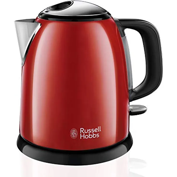 Russell Hobbs Mini-Wasserkocher Colours+ rot, 1,0l, 2400W, Schnellkochfunktion, herausnehmbarer Kalkfilter, optimierte Ausgusstülle, kleiner Reisewasserkocher, kompakter Teekocher 24992-70