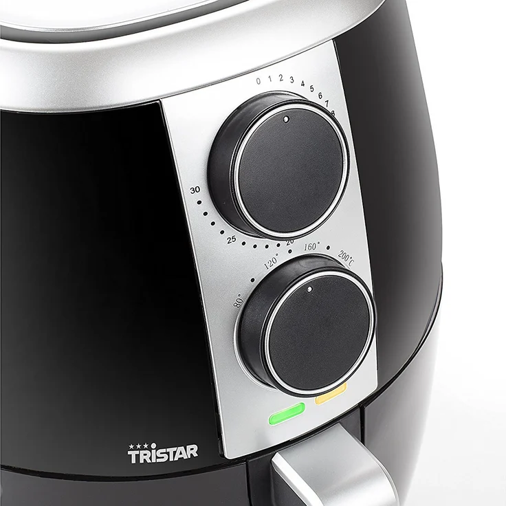 Tristar FR-6989 Crispy Fryer XL Heißluftfritteuse, 1500 Watt, mit einstellbarem Thermostat und Timer, ohne Fett - einfach zu reinigen, 3,5 Liter Fassungsvermögen, schwarz, silber – Bild 2